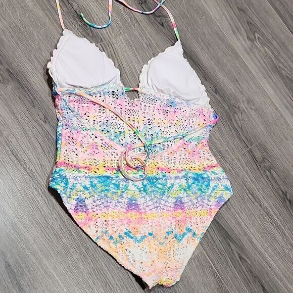 GUC OP Neon Crotched Sexy Boho One Piece Swimsuit - Picture 5 of 9